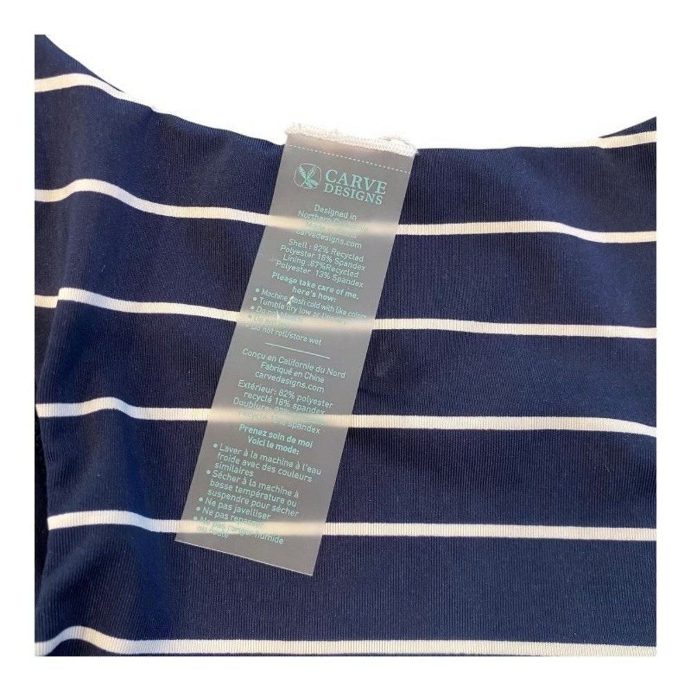 New Carve Designs Women's Swim Top Navy White Stripe Small S Athletic - Picture 5 of 5